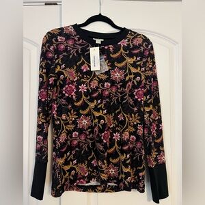 Sundance Black and Pink Floral Long Sleeve Thermal Shirt